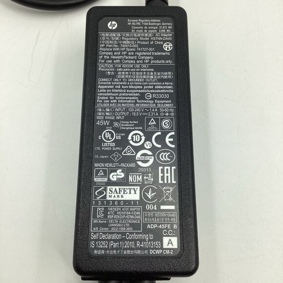 Genuine HP AC Adapter HSTNN-DA40 Laptop Charger 45W Blue Tip - Picture 2 of 3